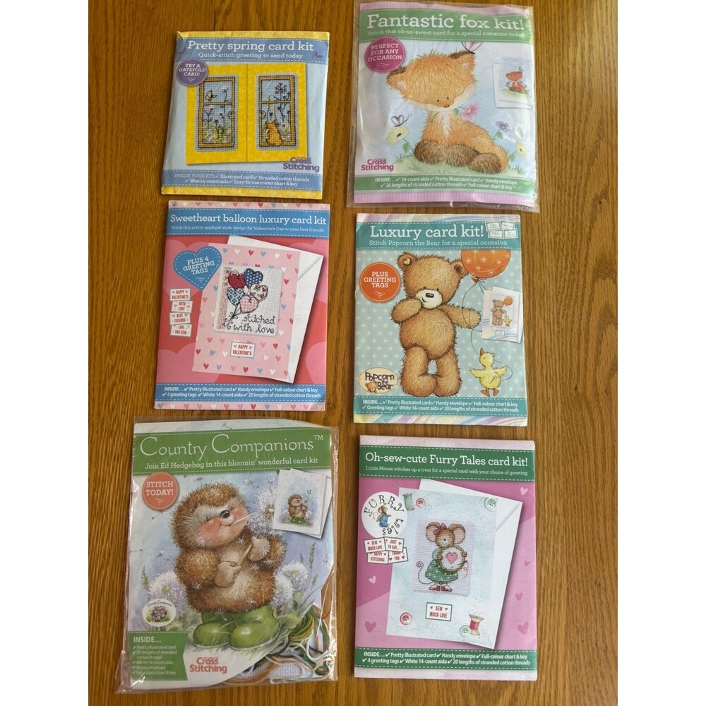 6 Mini Cross Stitching kits Greeting Card Craft Lot Crafts